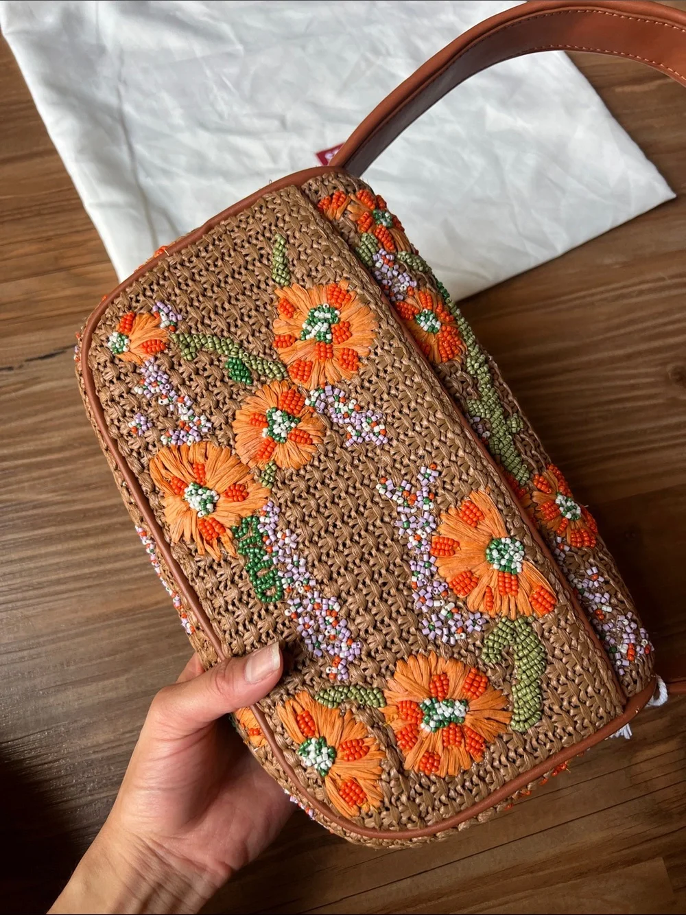 STAUD Tommy Beaded Bag Raffia - Picture 12 of 16